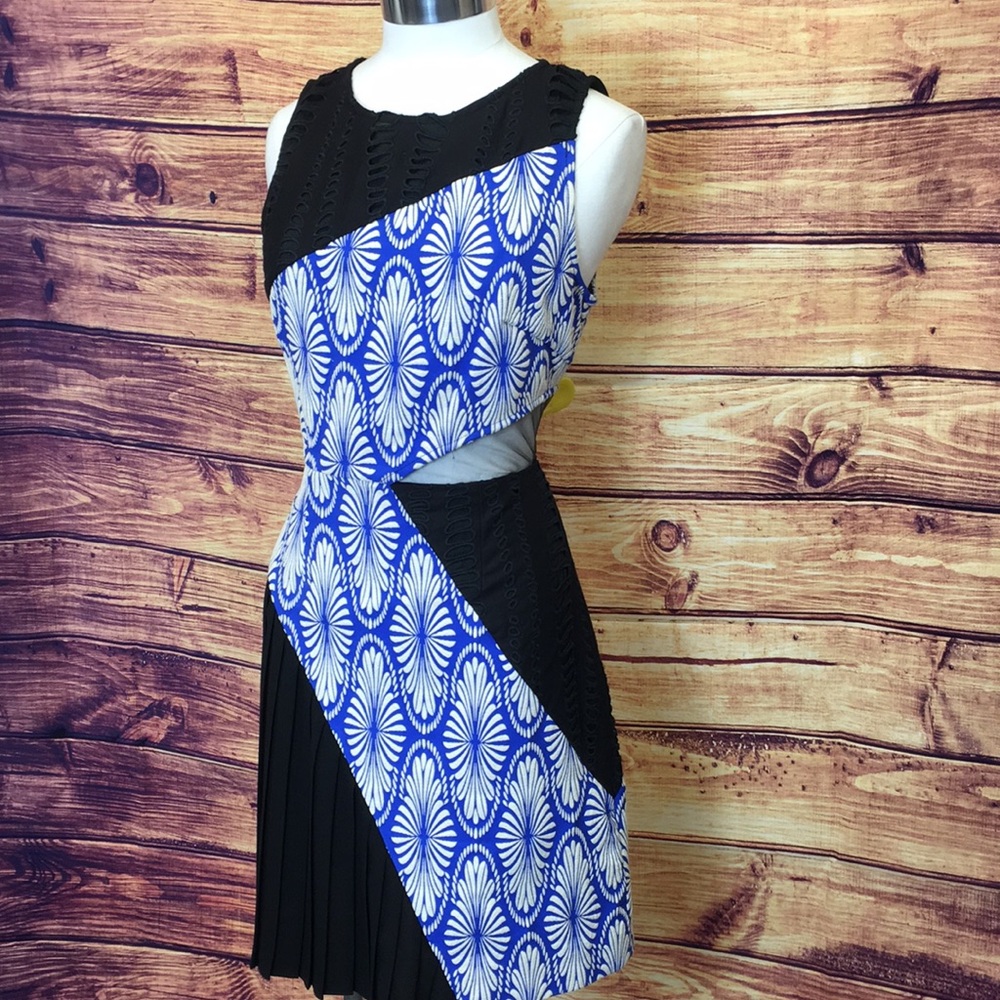 Timo Weiland NWT Blue Mix Print Mesh Cutout Dress